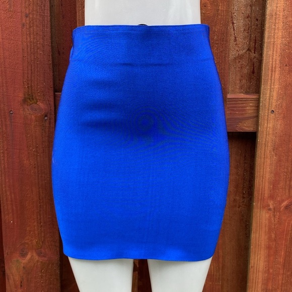 Wow Couture Bodycon Blue Mini Skirt Size L - Picture 1 of 14